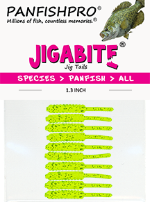 Chartreuse transparent/Silver Glitter - 1.3 inch JIGABITE Jig Tails