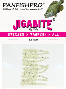 Translucent Pearl White/Silver Glitter - 1.3 inch JIGABITE Jig Tails