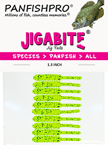 Chartreuse transparent/Black Flake - 1.3 inch JIGABITE Jig Tails