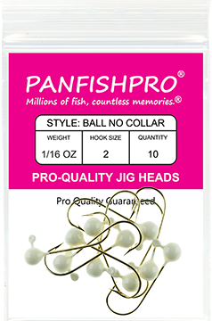 Ball Jig Head - No Collar - 1/16 Ounce #2 Gold Hook - 10 Ct. pack White