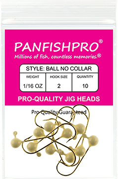 Ball Jig Head - No Collar - 1/16 Ounce #2 Gold Hook - 10 Ct. pack Glow In The Dark