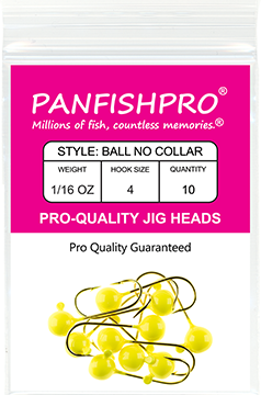 Ball Jig Head - No Collar - 1/16 Ounce #4 Gold Hook - 10 Ct. pack Yellow Chartreuse