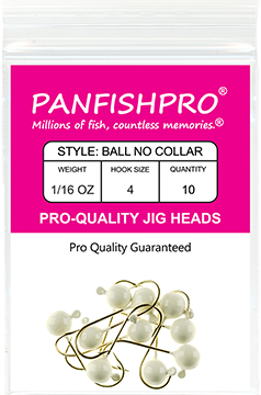 Ball Jig Head - No Collar - 1/16 Ounce #4 Gold Hook - 10 Ct. pack White