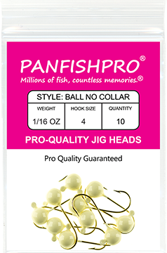 Ball Jig Head - No Collar - 1/16 Ounce #4 Gold Hook - 10 Ct. pack Glow In The Dark