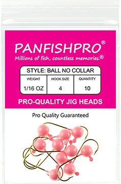 Ball Jig Head - No Collar - 1/16 Ounce #4 Gold Hook - 10 Ct. pack Bubble-Gum