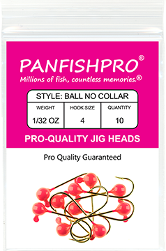 Ball Jig Head - No Collar - 1/32 Ounce #4 Gold Hook - 10 Ct. pack Hot Pink