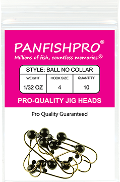 Ball Jig Head - No Collar - 1/32 Ounce #4 Gold Hook - 10 Ct. pack Black