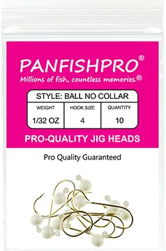 Ball Jig Head - No Collar - 1/32 Ounce #4 Gold Hook - 10 Ct. pack White