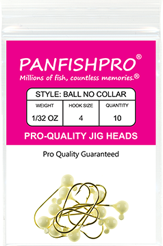 Ball Jig Head - No Collar - 1/32 Ounce #4 Gold Hook - 10 Ct. Glow