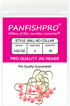 Ball Jig Head - No Collar - 1/32 Ounce #4 Gold Hook - 10 Ct. Bubble-Gum