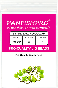 Ball Jig Head - No Collar - 1/32 Ounce #6 Gold Hook - 10 Ct. pack Green Chartreuse