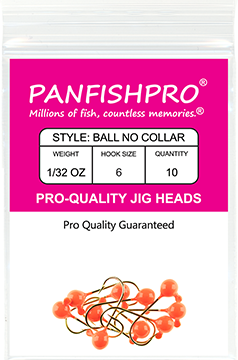Ball Jig Head - No Collar - 1/32 Ounce #6 Gold Hook - 10 Ct. pack Blaze Orange