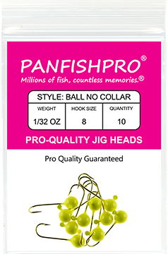 Ball Jig Head - No Collar - 1/32 Ounce #8 Gold Hook - 10 Ct. pack Yellow Chartreuse