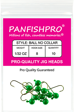 JIG HEAD BALL NO COLLAR 1/32 #8 FLUORESCENT BRIGHT GREEN 10 PK