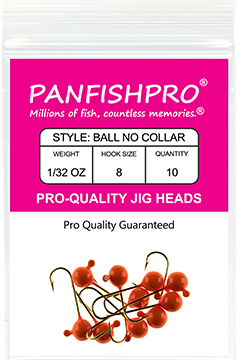 JIG HEAD BALL NO COLLAR 1/32 #8 FLUORESCENT BLAZE ORANGE 10 PK