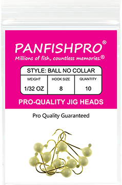 Ball Jig Head - No Collar - 1/32 Ounce #8 Gold Hook - 10 Ct. pack Glow In The Dark