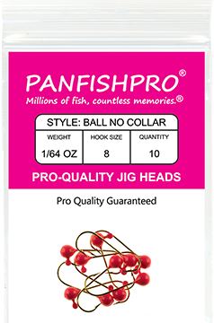 Ball Jig Head - No Collar - 1/64 Ounce #8 Gold Hook - 10 Ct. pack Hot Pink
