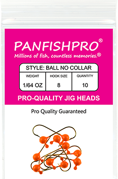 Ball Jig Head - No Collar - 1/64 Ounce #8 Gold Hook - 10 Ct. pack Orange