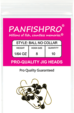 Ball Jig Head - No Collar - 1/64 Ounce #8 Gold Hook - 10 Ct. pack Black