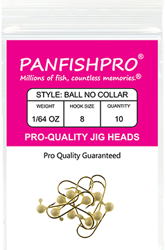 Ball Jig Head - No Collar - 1/64 Ounce #8 Gold Hook - 10 Ct. pack Glow In The Dark