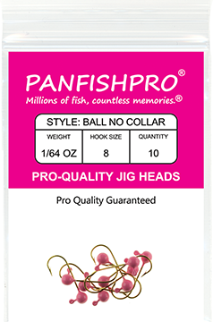 Ball Jig Head - No Collar - 1/64 Ounce #8 Gold Hook - 10 Ct. pack Bubble-Gum
