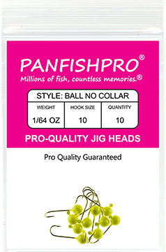 Ball Jig Head – No Collar – 1/64 Ounce #10 Gold Hook – 10 Ct. pack Yellow  Chartreuse – PANFISHPRO®