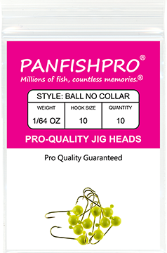Ball Jig Head - No Collar - 1/64 Ounce #10 Gold Hook - 10 Ct. pack Yellow Chartreuse