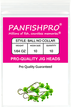 Ball Jig Head - No Collar - 1/64 Ounce #10 Gold Hook - 10 Ct. pack Green Chartreuse
