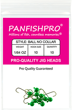 Ball Jig Head - No Collar - 1/64 Ounce #10 Gold Hook - 10 Ct. pack Bright Green