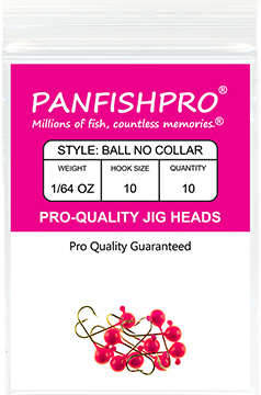 Ball Jig Head - No Collar - 1/64 Ounce #10 Gold Hook - 10 Ct. pack Hot Pink