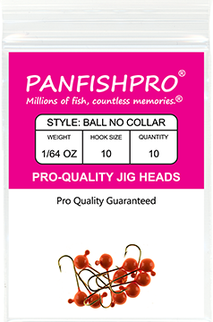 Ball Jig Head - No Collar - 1/64 Ounce #10 Gold Hook - 10 Ct. pack Orange