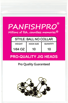 Ball Jig Head – No Collar – 1/64 Ounce #10 Gold Hook – 10 Ct. pack Black –  PANFISHPRO®