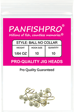 Ball Jig Head - No Collar - 1/64 Ounce #10 Gold Hook - 10 Ct. pack White