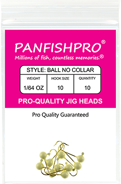 Ball Jig Head - No Collar - 1/64 Ounce #10 Gold Hook - 10 Ct. pack Glow In The Dark