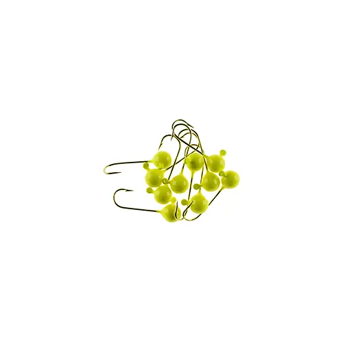 Ball Jig Head – No Collar – 1/64 ounce #10 Gold Hook – Yellow Chartreuse –  PANFISHPRO
