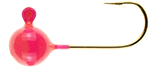 This is a graphical image of a single Panfishpro Pro-Quality jig head in the size of 1/32 #8. The color is Hot Pink and the hook is gold.