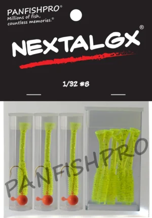 1/32 #8 Orange/Clear Chartreuse/Silver Glitter NEXTALGX Jig & Tail Pack
